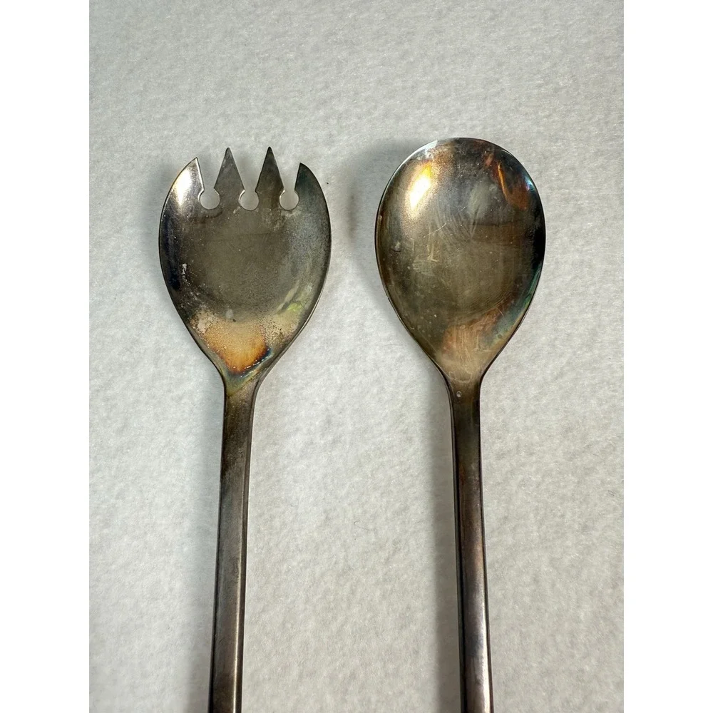 Vintage FB Rogers Italy Silver Plated Salad Serving‎ Spoon and Fork 9 1/4